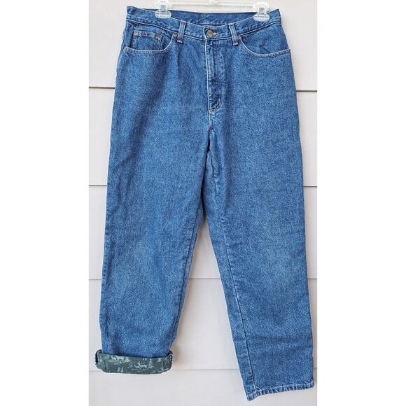 L.L. Bean Women Double L Fleece Lined Relaxed Fit Jeans Blue- Forest  Sz 14 x 29 - Picture 3 of 11